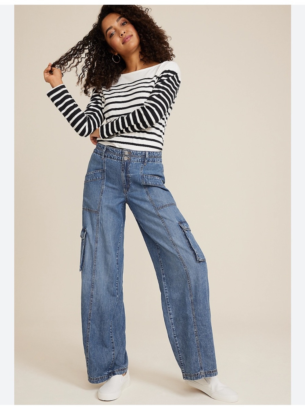 Maurices Light Blue Wide Leg Cargo Jeans